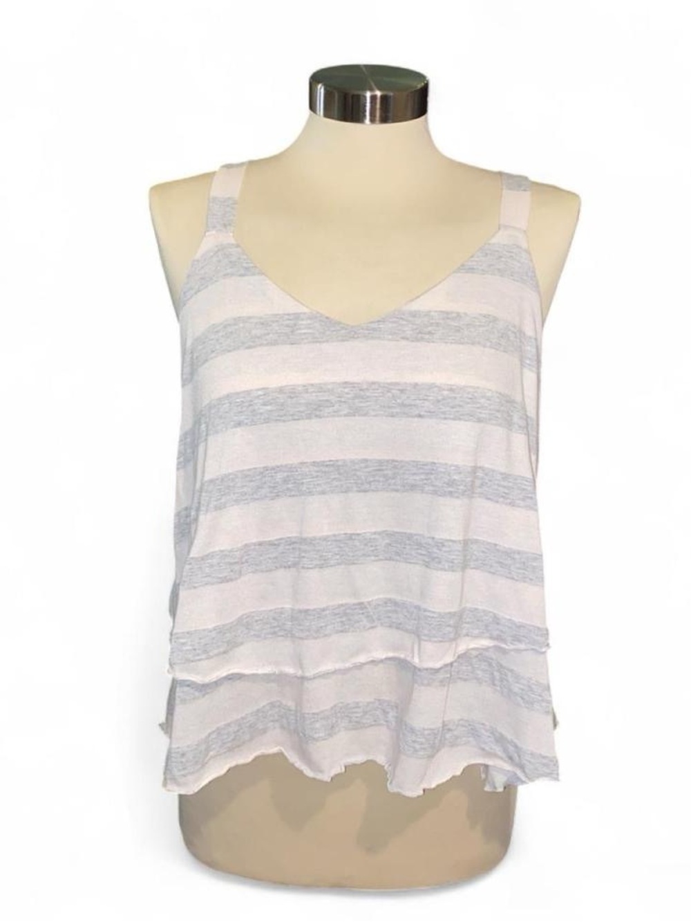 r2d Y2k Striped V-Neck Tiered Tank Top